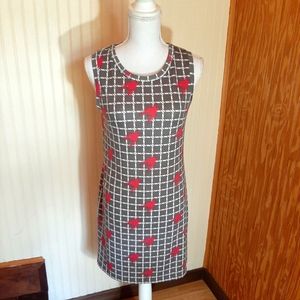 Tracy Negoshian Sleeveless  Abstract Check Print Dress Zip Back